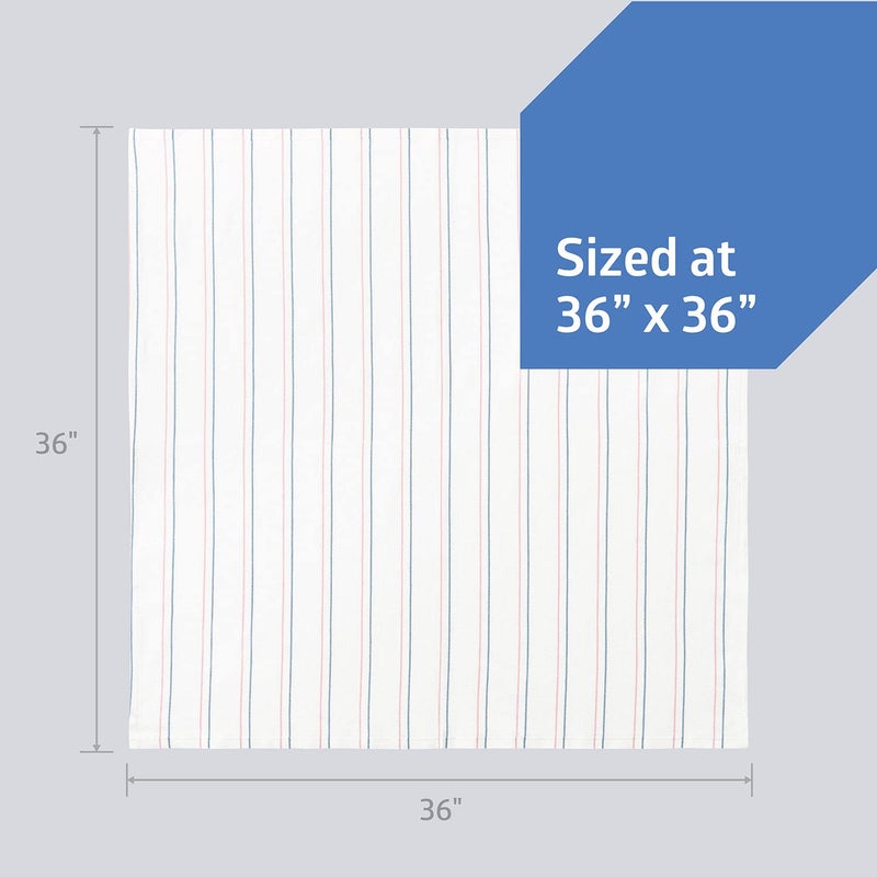 Medline Candystripe Stripe Baby Blanket, Classic Design, 100% Cotton, Soft, Cuddly, Swaddling, 36" x 36", 3 Count - Image 2